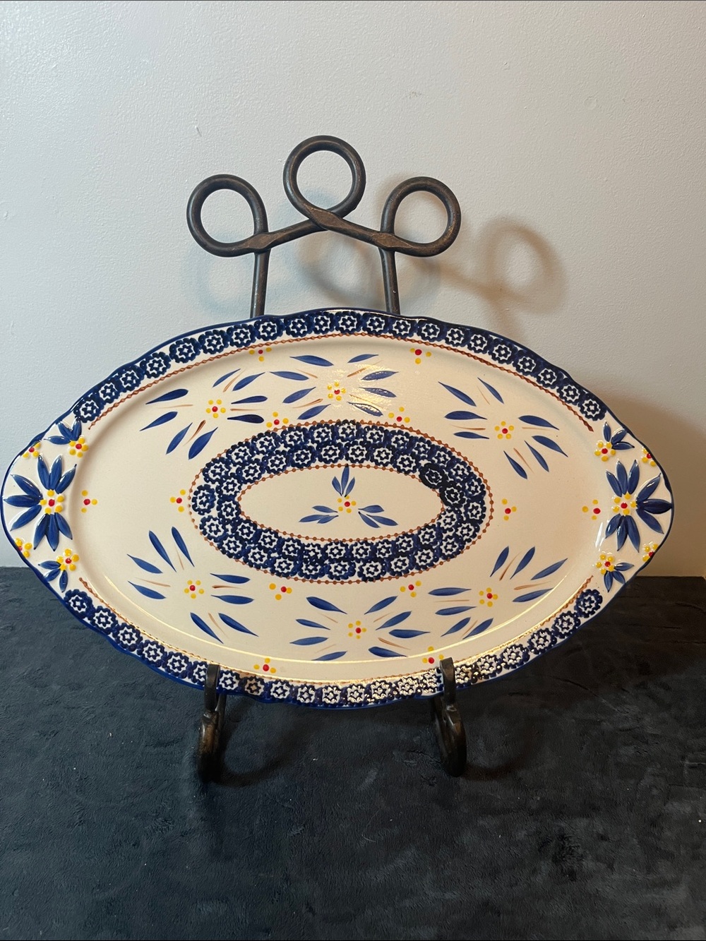 Temp-Tations Old World blue & White Oval Serving Platter kitchen dinnerware
